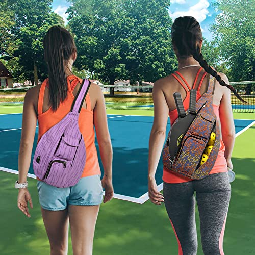 Nupouch Rucksack Pickleball Bag, Anti-Theft Crossbody Sling, USB Charging Connector Port, Backpack, Light Blue Daisy - color: Light Blue Daisy