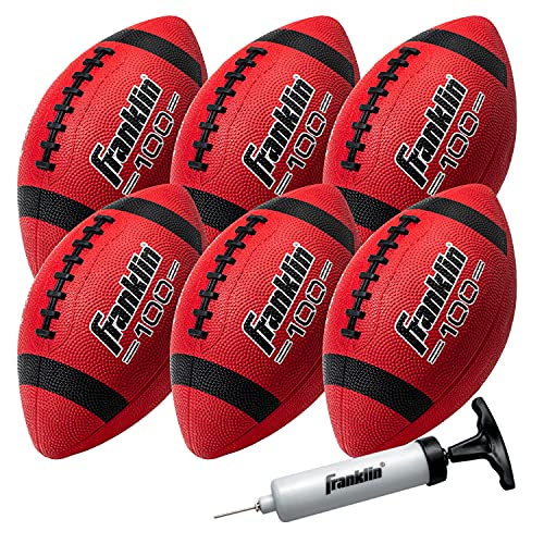 Franklin Sports Kids Junior Grip-Rite Youth Junior Size Rubber Footballs - Peewee Kids Durable Outdoor Footballs - Single & Bulk Packs Available - color: Red/Black, size: Junior, style: 6 Balls