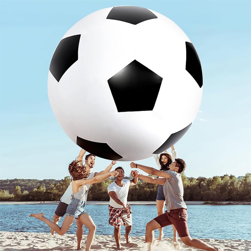 Giant 6.6 ft Inflatable Soccer Ball with Rapid Valve - Massive PVC Football for Beach, Backyard, Party Games & Parades - Adult & Teen Outdoor Sports Toy (6.6 FT) - size: 6.6 FT