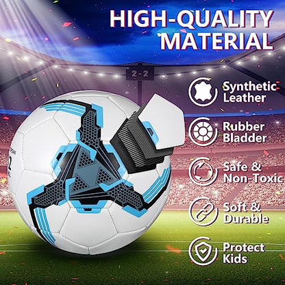 Tradder 4 Pack Soccer Ball with Pump Size 3 4 5 Deflated Soccer Ball for Outdoor Indoor Game Sport Practice Training Gift for Kid Youth Teen Adult Charity Donation - size: Size 5, style: Mechanical Style
