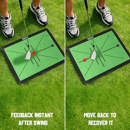 Golf Hitting Mat Training System, 3-in-1 Training Mats for Swing Path Feedback, Fairway, Rough Mats with No-Slip Heavy-Duty Rubber Base, 16"x12" Golf Practice Mat for Golfers, Beginners & Pros
