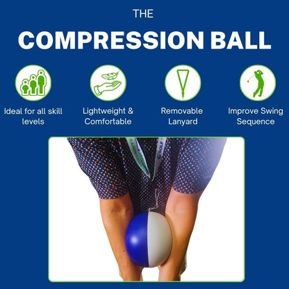 The Original Compression Ball – Golf Swing Trainer for Perfect Impact, Forearm Connection & Better Ball Striking – Helps Fix Chicken Wing & Improve Tempo – Soft Memory Foam Aid