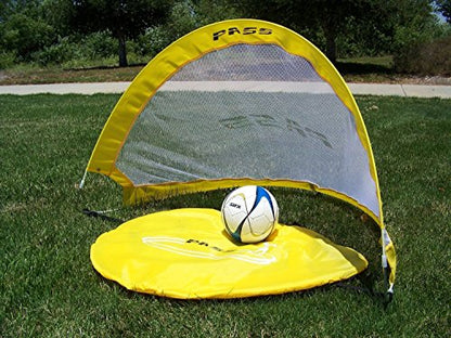 PASS Footer Pop up/Fold-able & Portable Soccer Football Nets. (Pair). Comes with Carry Case, One Year Warranty. - color: Yellow, size: 4Ft.