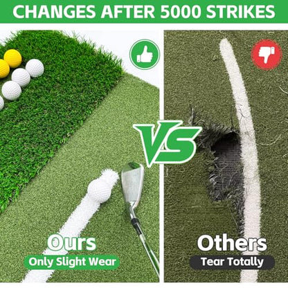 (Enlarged×Thickened) Golf Mat 36mm, 5x4ft Dual-Turf Golf Hitting Mat with Ball Tray for Indoor Outdoor, Thickened Heavy Duty Commercial Golf Mat, High-Elasticity Golf Practice Mat for Simulator -PRO