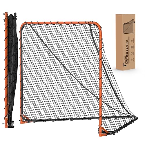 Portable Lacrosse Goal Net Folding Lacrosse Nets for Backyard for 6’x6’x7’ Goals, Official Size Heavy Duty 4mm UV Treated Black & White Lacrosse Training Net, Backyard & Team Practice - color: Black