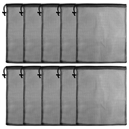 KUUQA 10 Pcs Drawstring Bag, Laundry and Golf Ball Bag, Nylon Mesh for Storage, Travel and Sports (Black, 13"x15.5") - color: Black, size: 13"x15.5"