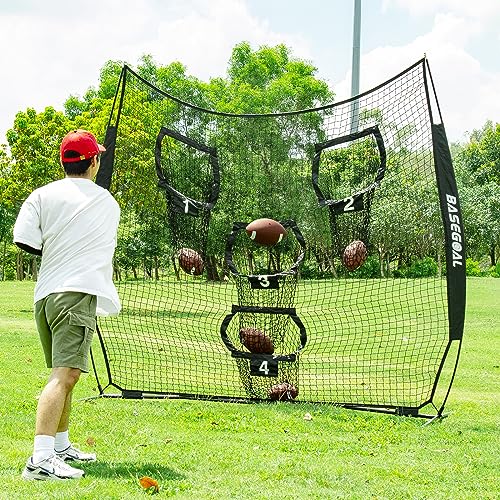 BaseGoal 8ft Football Nets with 4 Target Pockets for Improving Accuracy Throwing - style: Black