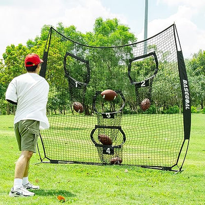BaseGoal 8ft Football Nets with 4 Target Pockets for Improving Accuracy Throwing - style: Black