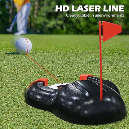 Golf Automatic Putting Ball Return Cup - Auto Returning Golf Cup Training Aid for Indoor/Outdoor Practice with a red Guide line