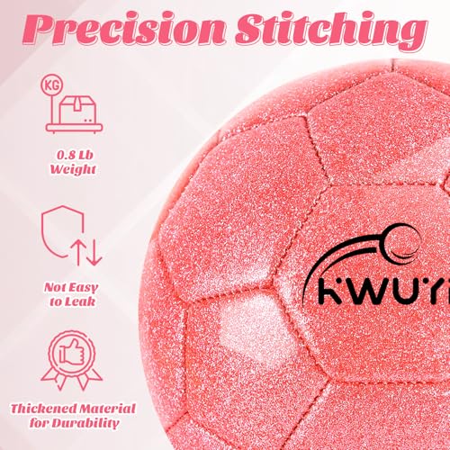 Size 3 4 5 Glitter Pink Gold Purple Soccer Ball with Pump Youth Toddler Soccer Ball for Kids Aged 4-6 6-8 8-12 Training Ball for Teens Boys Girls