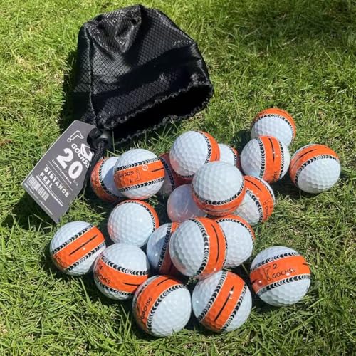 Golf Balls with Green Aiming Line, 332 Dimples, Low Spin, Long Distance Over 30 Yards, Durable Golf Balls for Amateur, Junior, Lady – 20 Pack - color: Orange Aiming Line, size: 3-Layer