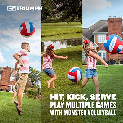 Triumph Patriotic Monster Volleyball - from the Beach to the Backyard, Play Multiple Games with the Oversized Volleyball