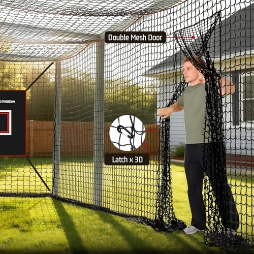 Storgem Baseball Batting Cage Net, Frame Not Include, Baseball and Softball Cage Netting with Door, Target Cloth, Heavy Duty Enclosed Hitting Cage Net for Backyard and Indoor