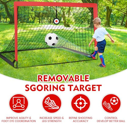 EVERRUSH 6' x 4' Soccer Goals Nets for Backyard Beach Pop Up Soccer Training Equipment Net Portable Goal Set with Ball, and Cones, Youth Outdoor Sports Games Football Goal with Carry Bag