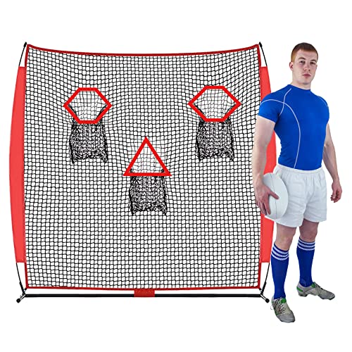 PGL Football Throwing Net - Quick Setup Practice Net Includes Carry Bag & Stable Frame and 3 Pockets - 6×6FT Quarterback Target for Improving Accuracy of Training