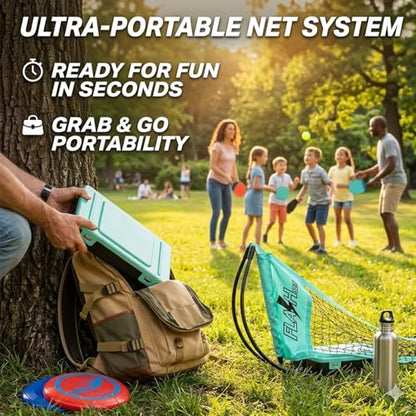 Portable Badminton Net for Backyard - 60s Tool-Free Instant Setup Net in Box with Built-in Weighted Base - 5FT Official Height Anti-Sag Badminton Net for Outdoor Indoor Beach Park Play