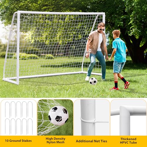 HomGarden Portable Soccer Goal for Backyard,12x6 / 10x6.5 / 8x5ft /6x4 Full Size Soccer Goals for Kids Adults Soccer Net Backyard Soccer Goals - size: 10×6.5 ft