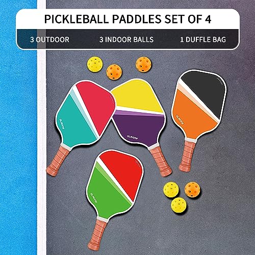 OLANNY Graphite Pickleball Paddles Set- Premium Rackets Fiber Face & Polymer Honeycomb Core Pickleball Set Includes Pickleball Paddles + Pickleball Balls+ Replacement Soft Grip + 1 Bag - color: Makalong Pickleball Paddles