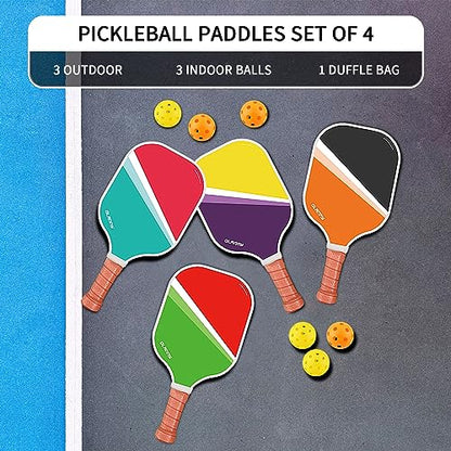 OLANNY Graphite Pickleball Paddles Set- Premium Rackets Fiber Face & Polymer Honeycomb Core Pickleball Set Includes Pickleball Paddles + Pickleball Balls+ Replacement Soft Grip + 1 Bag - color: Makalong Pickleball Paddles