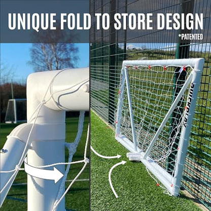 QUICKPLAY Q-Fold Soccer Goal | 30-Second Folding Design for Easy Setup | Portable & Weatherproof uPVC Soccer Goal for Backyard | Durable Post for Adults & Kids - style: 16 x 7'