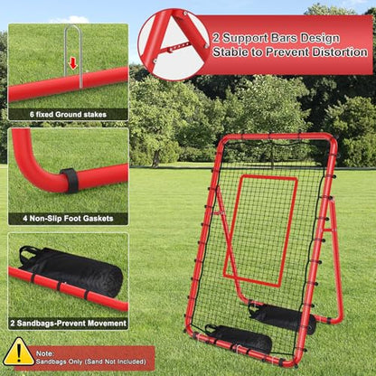TomCare 7x4FT Volleyball Rebounder Net Bounce Back Training Equipment with 5 Adjustable Angles Volleyball Practice Net for Bumping & Spiking Portable & Steady Indoor Outdoor Rebound with Sandbags
