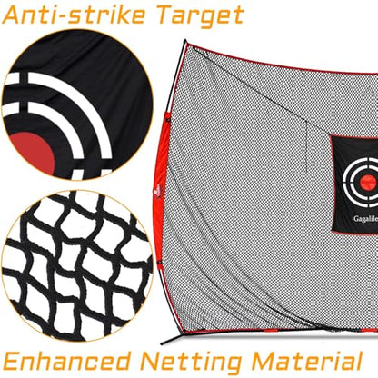 Gagalileo Golf Hitting Net with Target：Professional Heavy Duty Practice Net for Driver Swing Training Backyard Garage - size: 7x8ft