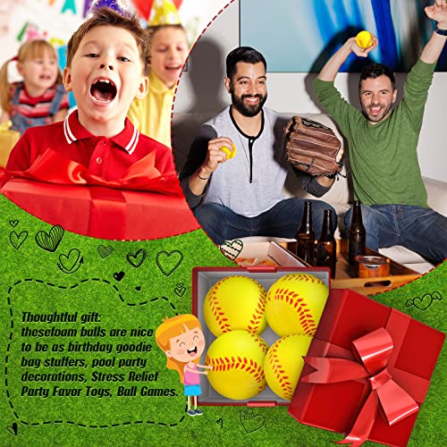 HyDren 100 Pack Mini Softball Stress Ball Foam Sports Balls Softball Party Favors Small Baseball Stress Ball for School Carnival Sport Party Decorations Birthday (4cm)