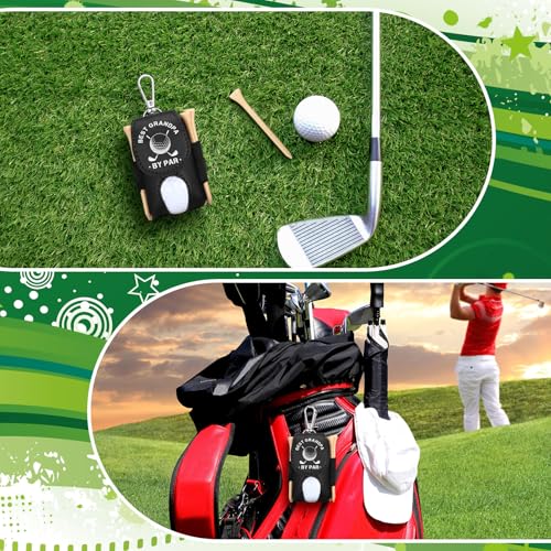 Realspring 8 Pcs Father's Day Golf Set Daddy Grandpa Golf Gifts, Ball Pouch Bag and 5 Pcs Wood Tees 2 Balls Christmas Birthday Gift for Men, Grandpa from Daughter Son