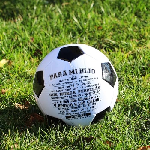 Traditional Black White Soccer Ball High Performance Diameter 21cm/ 8.3 Inch, I Love You Inspirational Soccer Gifts for Birthday Christmas - color: Para Mi Hijo