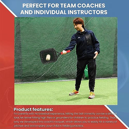 Baseball Racket for Fly Balls: Fungo Racket Baseball/Baseball Racket for Coaches and Parents to Help Players Practice Hitting Grounders and Pop Flies (New) - color: Red