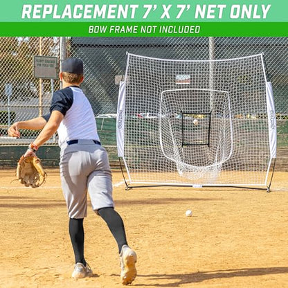 GoSports Replacement 7 x 7 ft Baseball Net - NET ONLY - Frame NOT Included - Choose Your Color - color: White