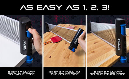 Premium Retractable Ping Pong Net for Any Table - Portable Table Tennis Net -Ping Pong Net with Clamps -Table Tennis Accessories - Comes with Large Storage Bag