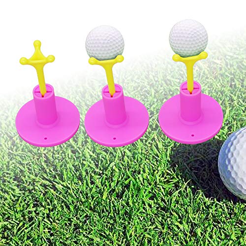 Golf Rubber Tee Holder Set for Golf Driving Range Tee Practice Tool Pack of 3 - color: Pink