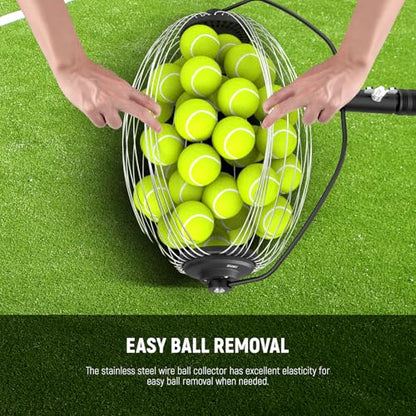 NEEWER Tennis Ball Hopper with Carry Bag, 30-58"/77-148cm Telescopic Golf Ball Retriever Pickleball Picker Upper, Rolling Collector Basket Holder Roller, Training Accessories & Equipment, TB01S