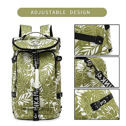 gym duffel bag backpack wrestling bag with shoe compartment 4 kinds of back method waterproof sports walking laptop - color: A-floral Green
