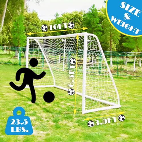 KATARUS Soccer Goal 12x6FT/10x6.5FT/8x6FT/8x5FT/6x4FT Outdoor Soccer Net Goals for Backyard with Weatherproof UPVC Frame & Ground Stakes Portable PVC Soccer Goal Post for Adults & Youth Training