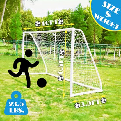 KATARUS Soccer Goal 12x6FT/10x6.5FT/8x6FT/8x5FT/6x4FT Outdoor Soccer Net Goals for Backyard with Weatherproof UPVC Frame & Ground Stakes Portable PVC Soccer Goal Post for Adults & Youth Training