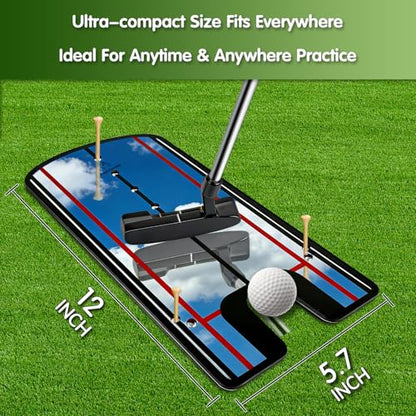 Putting Mirror Alignment Training Aid – Golf Putting Practice Tool for Improved Accuracy & Consistency Indoor Outdoor