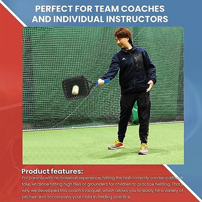 Baseball Racket for Fly Balls: Fungo Racket Baseball/Baseball Racket for Coaches and Parents to Help Players Practice Hitting Grounders and Pop Flies (New)