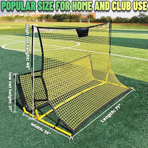 Portable Soccer Rebounder with Carrying Bag, Dual-Sided Rebounder for Solo Passing, Receiving, Trapping Practice - Large & Small Rebound Net, Weather Resistant