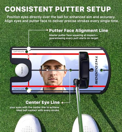 THIODOON Golf Putting Mirror - 3mm Ultra-Thin Alignment Putting Training Aid for Correcting Eye & Shoulder Position | Anti-Scratch Acrylic Surface with Portable Carry Bag for Home & Green Practice