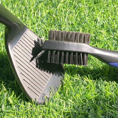 2 Pack Golf Club Brush and Club Groove Cleaning Brush Nylon Steel Wire Double-Sided Golf Cleaning Brush, This is a Must-Have Golf Accessory for Golf Enthusiasts (Pink+Blue)