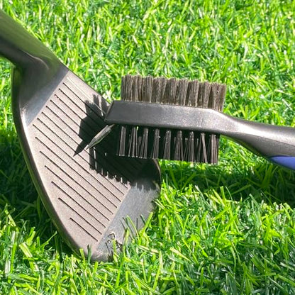 2 Pack Golf Club Brush and Club Groove Cleaning Brush Nylon Steel Wire Double-Sided Golf Cleaning Brush, This is a Must-Have Golf Accessory for Golf Enthusiasts (Pink+Blue)