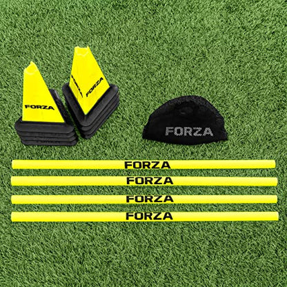 FORZA Cone & Hurdle Training Sets | Improve Your Speed & Agility Skills - Available in 3 Styles and 8 Colors - color: Yellow, style: Pro Tri Cone