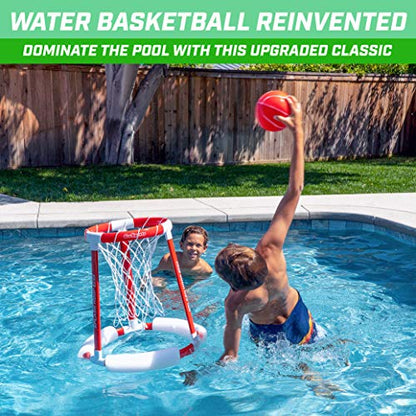 GoSports Splash Hoop 360 Floating Pool Basketball Game - Choose Red or Blue - Includes Hoop, 2 Balls and Pump - style: Splash Hoop 360