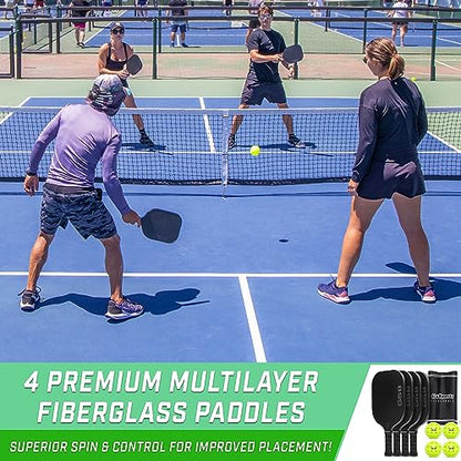 GoSports GS1 Pickleball Paddles - Single, 2 Pack, or 4 Pack - USAPA Approved Fiberglass Pickleball Paddles - color: 4 Pack