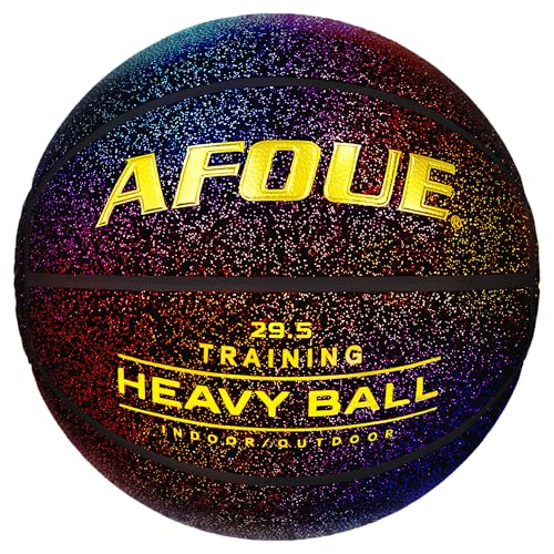 3.3LBS 1.5kg Heavy Training Basketball, 29.5" Size 7 Quality Faux Leather Construction Starry Black, Indoor Outdoor Improving Strength Handling Dribbling Shooting (Deflated)