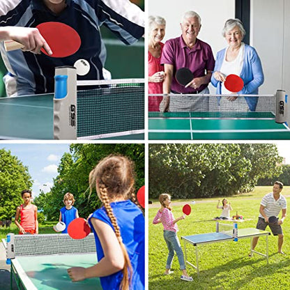 GSE Games & Sports Expert Adjustable Retractable Ping Pong Net Set & Post. Professional Table Tennis Rackets and Balls, Net with Posts and Storage Bag - Pingpong Paddle and Game Table Accessories. | Adjustable, Retractable, Post, Professional, Rackets, Ba