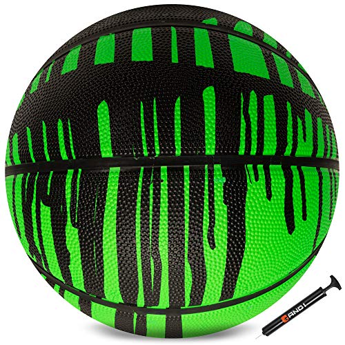 AND1 Chaos Basketball: Official Regulation (29.5 inches) Rubber - Deep Channel Construction Streetball, Made for Indoor Outdoor Basketball Games - color: Green Drip