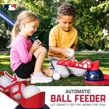 Franklin Sports Kids Baseball Pitching Machine - Pop A Pitch Batting Machine with Youth Bat + 3 Plastic Balls - Boys + Girls Toy